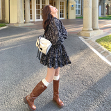 大货已出！春新款黑碎花显瘦娃娃裙260-3306-P105K158，女装连衣裙，芭图娜