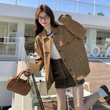 大货主推！棕色工装皮衣外套260-5021-P155K228，女装皮衣，芭图娜