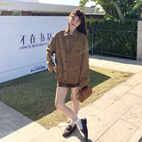 美拉德韩系chic甜辣晕染皮衣外套女春秋2025超火爆款宽松休闲夹克，女装皮衣，芭图娜