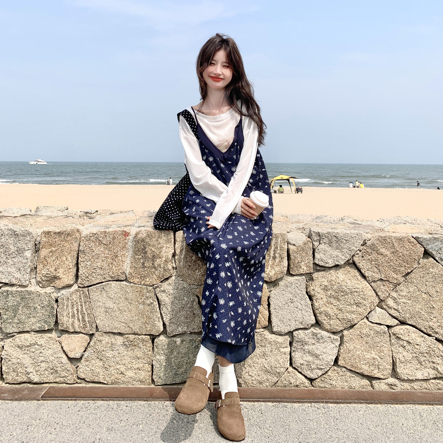 大货已出！莱赛尔雪花T+藏蓝色吊带裙套装B260-5229-P175K258,女装套装/套裙,芭图娜