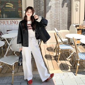 黑色美式甜酷复古皮衣短外套女2025春秋季新款超好看简约PU皮夹克图片
