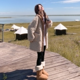 现货主推！奶咖色拼接连帽毛毛外套B260-5302-P215K298，女装皮草，芭图娜