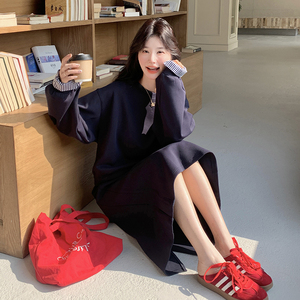 现货！25春新款  高品空气层 拼格藏青色套装260-5052-P165K238图片