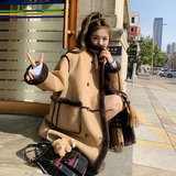现货！摩卡棕宽松保暖皮毛一体中长款外套B260-3208-P195K288，女装皮草，芭图娜