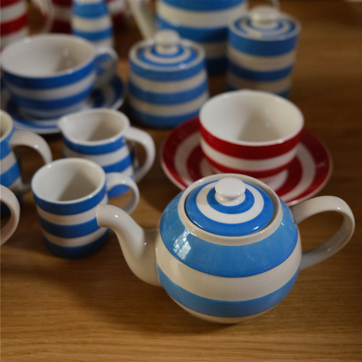 陶瓷棒棒糖条纹咖啡下午茶具套装 茶壶杯碟奶壶奶杯罐子汤碗面碗