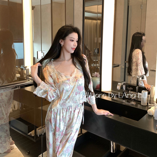 LAria香榭玫瑰 冰丝睡衣女夏季性感2026新款纯欲风家居服四件套
