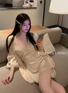 LAria星月碎金 冰丝性感吊带睡裙带胸垫睡衣女2026新款夏季纯欲风