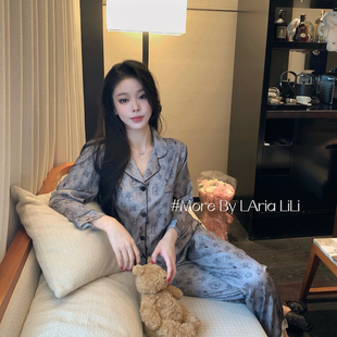 高级感家居服 2025新款 LAria邪恶KT Kitty印花冰丝睡衣女春秋款