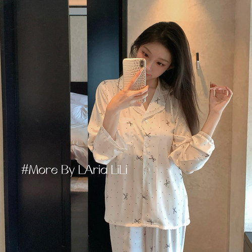 LAria白巧蕾丝 冰丝性感春秋款睡衣女2026新款秋季蕾丝纯欲家居服