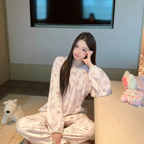 LAria软萌喵喵 海岛绒睡衣女2026新款秋冬季薄绒日系长袖家居服