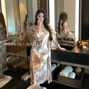 LAria姐系豹纹 冰丝春季睡衣女性感纯欲风2026新款吊带睡裙家居服