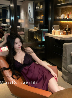 LAria富婆紫 性感冰丝睡衣女2026新款高级感夏季吊带睡裙纯欲风