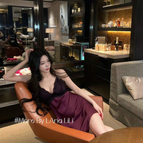 LAria富婆紫 性感冰丝睡衣女2026新款高级感夏季吊带睡裙纯欲风