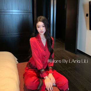 LAria红运当头 新年红色睡衣女冰丝2026新款春季性感纯欲风家居服