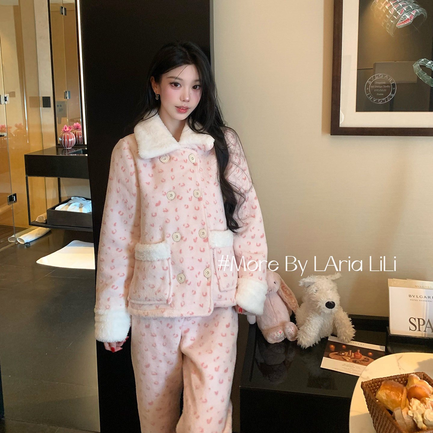 LAria柔粉樱花 睡衣女冬季2026新款三层夹棉加绒加厚秋冬款家居服
