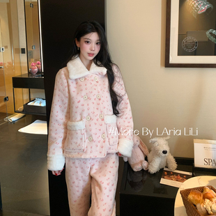 三层夹棉加绒加厚秋冬款 2025新款 家居服 睡衣女冬季 LAria柔粉樱花