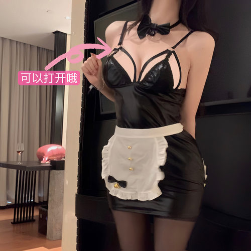 兔女郎漆皮性感紧身包臀裙女仆