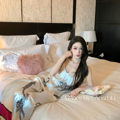 LAria舒适老钱  性感冰丝睡衣女夏季2026新款纯欲风吊带家居服