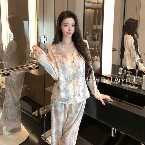 LAria芍药花 睡衣女冰丝秋季纯欲风2026新款蕾丝高级感家居服套装