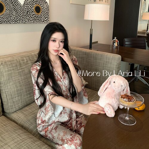 LAria墨染枫叶 睡衣女冰丝性感2026新款夏季风高级感三件套家居服