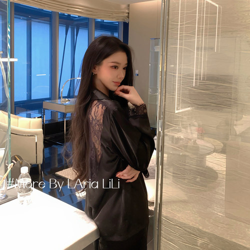 LAria午夜玫瑰 睡衣女冰丝2026新款春秋款性感纯欲风蕾丝家居服
