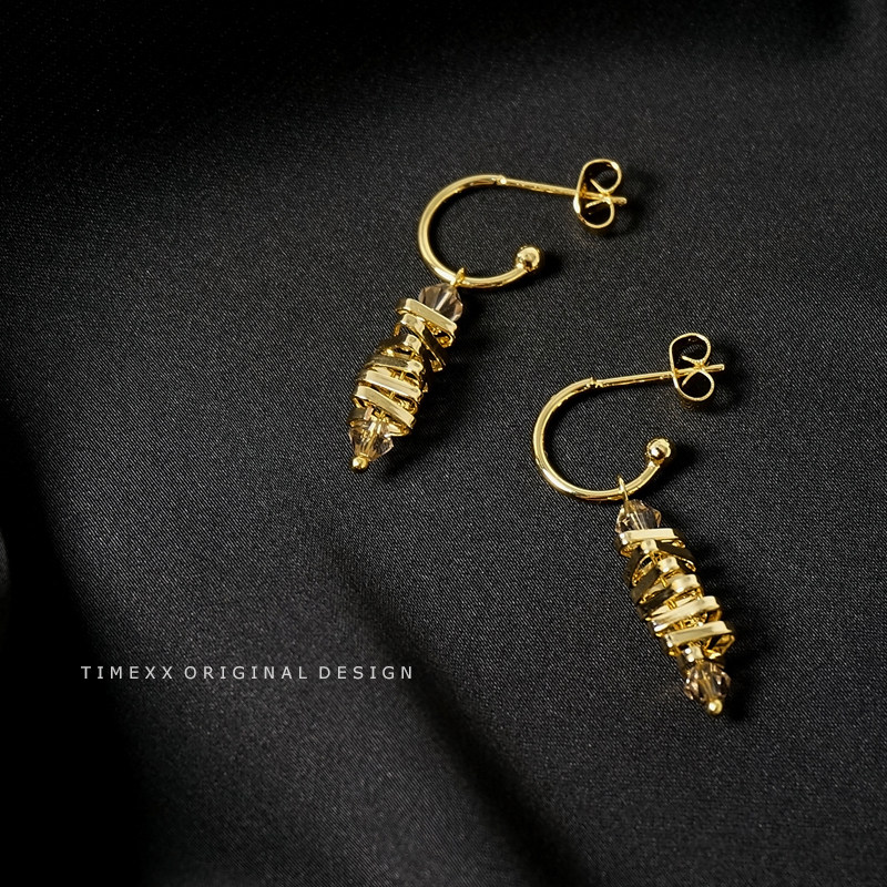 小众原创设计风摩登包金耳环