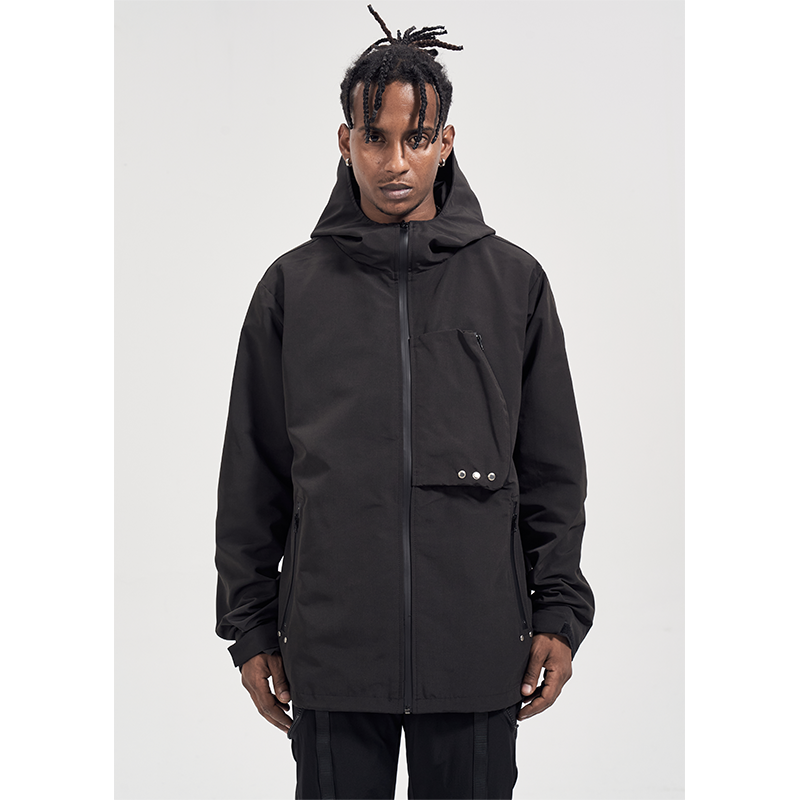 cwhat高街far archive风格机能尼龙压胶拉链男式冲锋户外连帽夹克