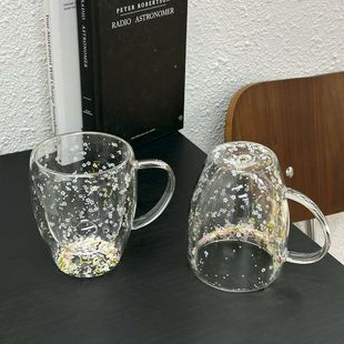 双层杯高硼硅玻璃杯家用冷热两用干花杯子350ml 一个