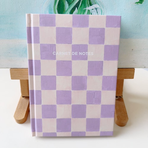 A5紫粉棋盘格硬壳笔记本 法式CARNET DE NOTES横线本1本A1-418
