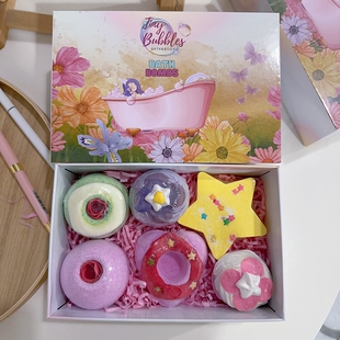 外贸泡澡球足浴球沐浴球礼盒滋润泡澡礼物一盒 6个不同香味