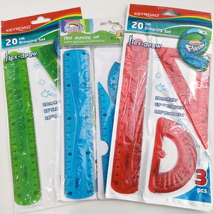 随机2套 054 文具尺子三件套 外贸软尺20cm