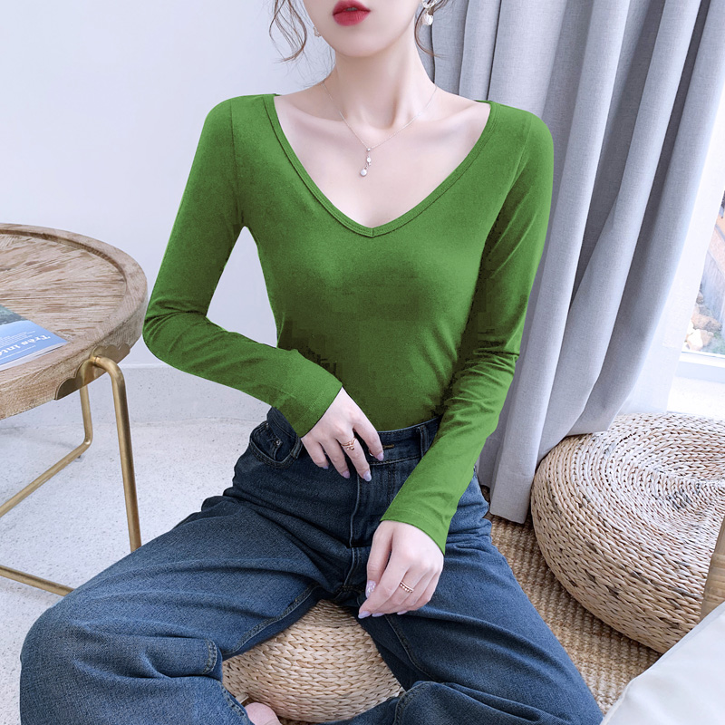 纯棉瑜伽舞蹈服大v领修身长袖女