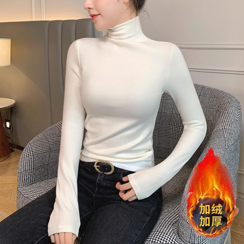 加绒加厚中领立领长袖女中高领