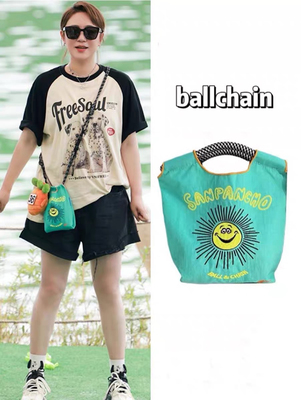 日系ball chain刺绣手提斜挎包 mini环保袋手拎袋太阳花可爱 百搭