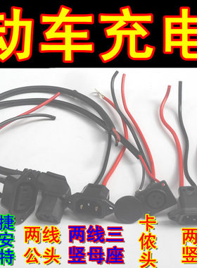 包邮电动车铅酸锂电池充电口插头插座口充电头捷安特澳柯玛卡侬头