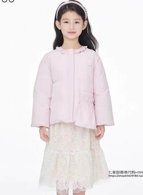 女童鹅绒棉衣外套甜美蕾丝裙套装