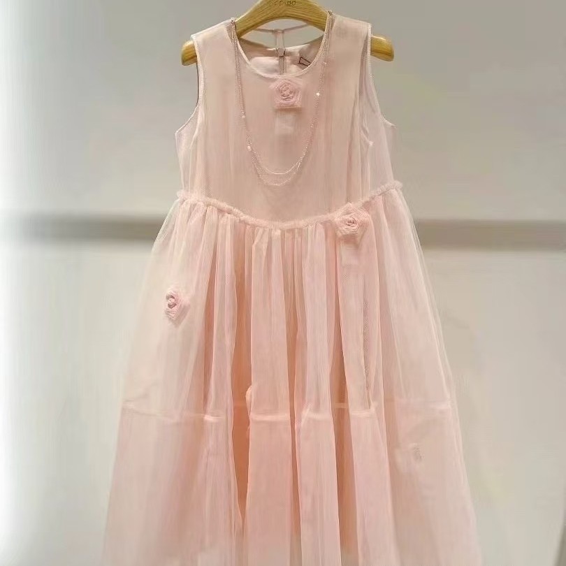 女童立体花朵网纱公主蓬蓬礼服裙