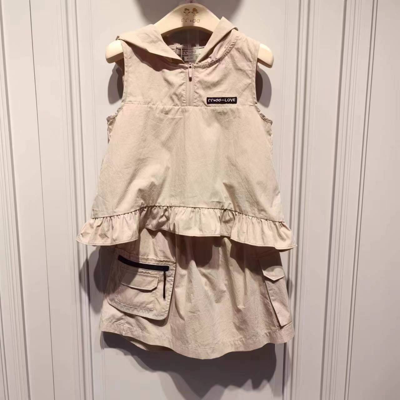 24夏季新韩版学院连帽梭织衫女童休闲工装裙裤运动套装FF&DD代购