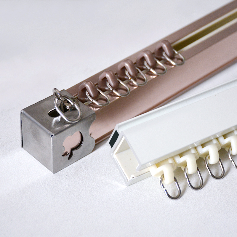 雨宸窗帘加厚铝合金轨道静音单杆双杆窗帘滑轨导轨顶装侧装