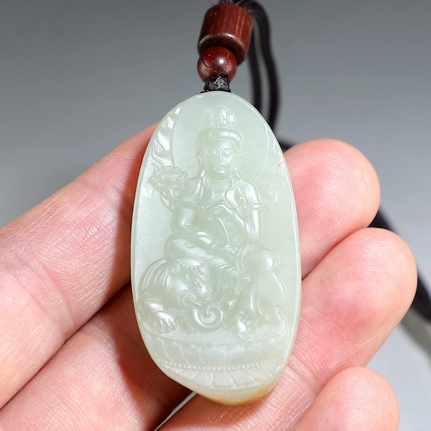 【新品】和田玉普贤菩萨挂件 新青白玉