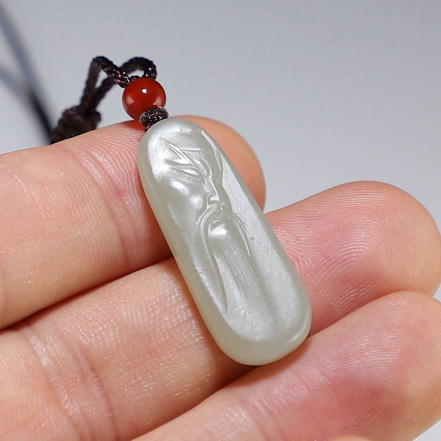 【子料】新疆和田玉武财神关公挂件 天然青白玉小吊坠 楼叔孤品