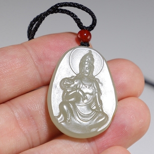 [大势至菩萨]和田玉籽料生肖马守护神挂件 青白玉吊坠 楼叔孤品