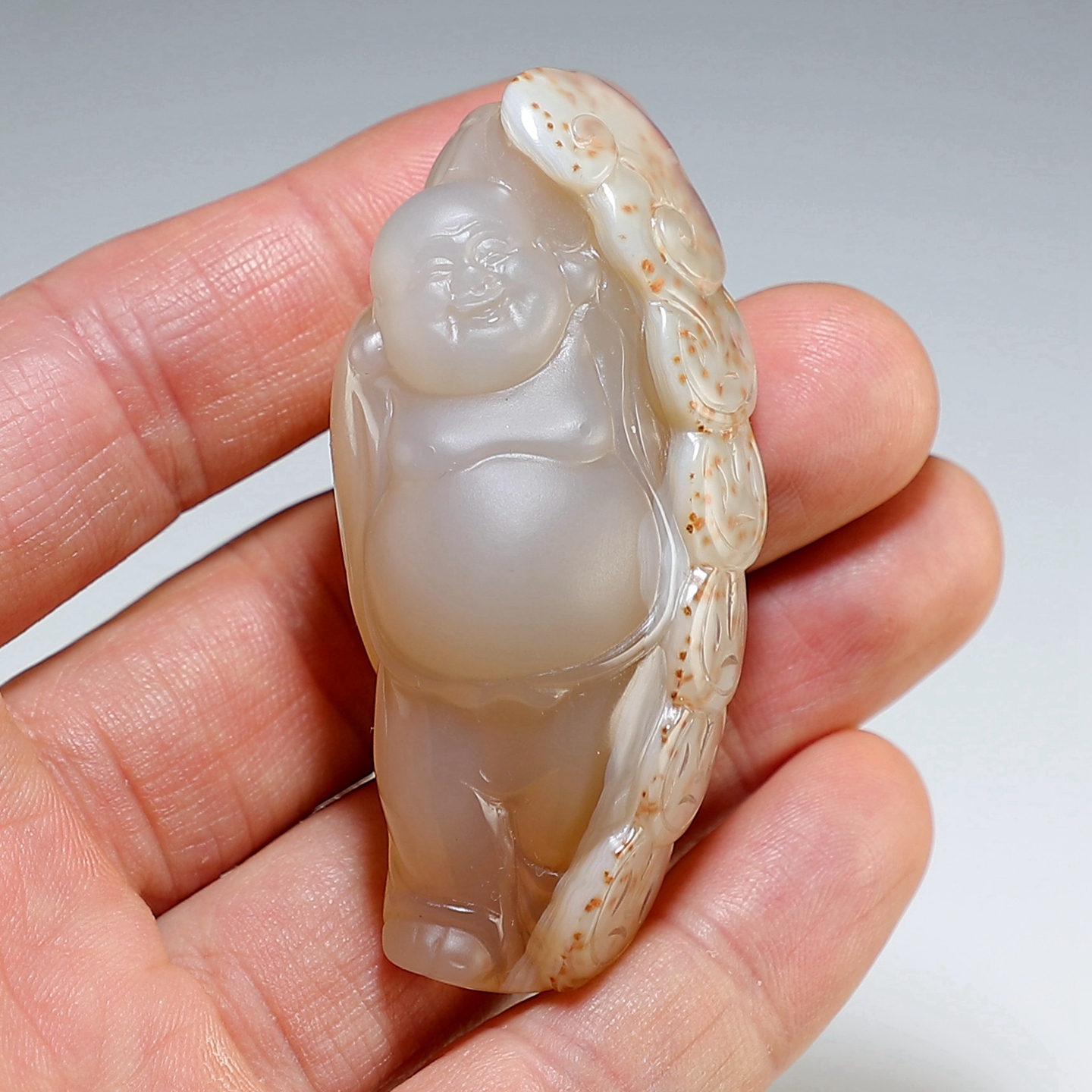 【弥勒佛】天然玛瑙纯手工雕刻俏色手把件 楼叔孤品