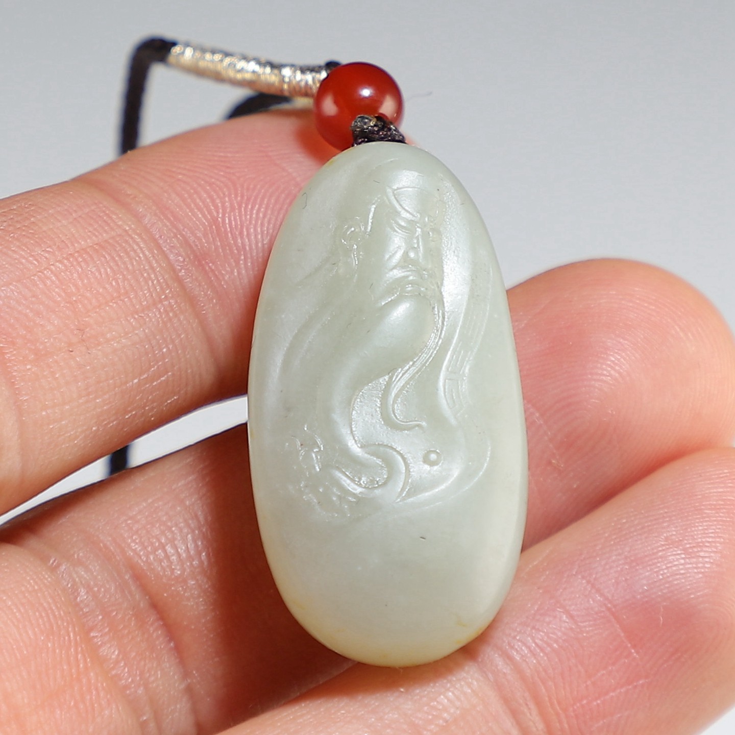 【武财神】和田玉子料关公挂件 新疆青白玉伽蓝菩萨吊坠 楼叔孤品