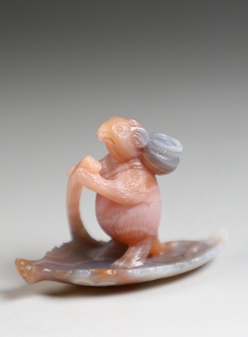 [原创]精品粉玛瑙老鼠冒险记卡通题材小摆件 精灵鼠小弟 楼叔孤品