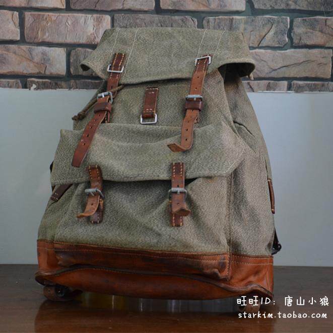 二战原品瑞士 胡椒盐 背包 大小号卷轴 复古荨麻 一物一图