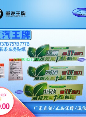 重汽王牌面板彩条贴花777B757B737B车头贴纸发动机车身绿色图标