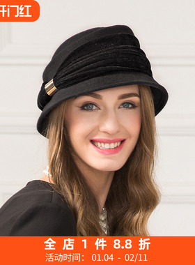 EE 冬季新品时尚百搭羊毛帽子 时尚潮保暖蓝色呢子帽