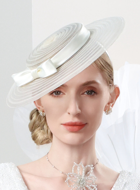 EE 春夏新款 英式优雅复古宴会礼帽 蝴蝶结装饰遮阳帽女