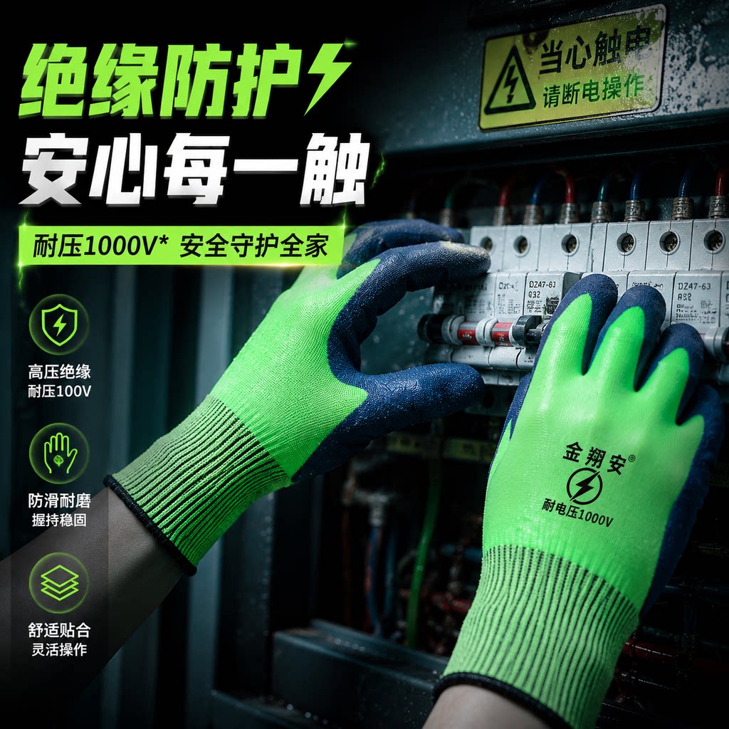 家用关电闸手套1000V绝缘防滑耐磨安全绝缘电工手套380伏透气舒适